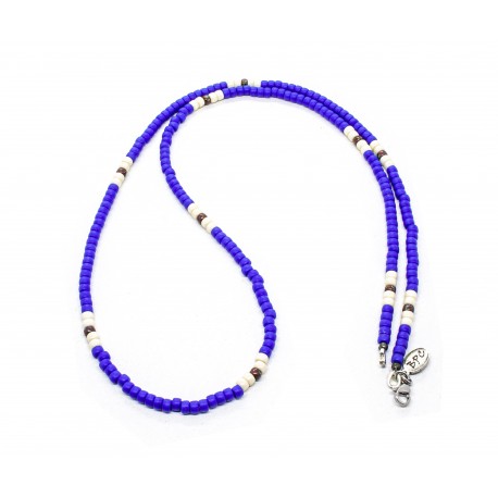 Collier Matubo bleu mat